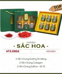 Hộp Quà Yến Chưng Sắc Hoa Tặng 1 túi táo đỏ